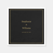 金ゴールドクエレガントロシンプルクの名結婚前ミニマル名 スタンダードカクテルナプキン (正面)