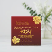 金ゴールドクラウドオックス紙中国のカット2021年新年 招待状 (スタンド正面)