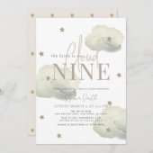 金ゴールドクラウド9金ゴールドスターウォーターカラーブライダルシャワー 招待状 (正面/裏面)