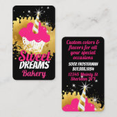 金ゴールドクラウフェイクド·ユニコーン·キュップケーキ·ベーキング·ベーカリー 名刺 (正面/裏面)