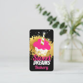 金ゴールドクラウフェイクド·ユニコーン·キュップケーキ·ベーキング·ベーカリー 名刺 (スタンド正面)