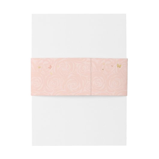 金ゴールドクラウンとフローラ赤面ピンクローズエレガント 招待状ベリーバンド (裏面例)