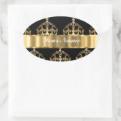 金ゴールドクラウンの黒 楕円形シール (バッグ)