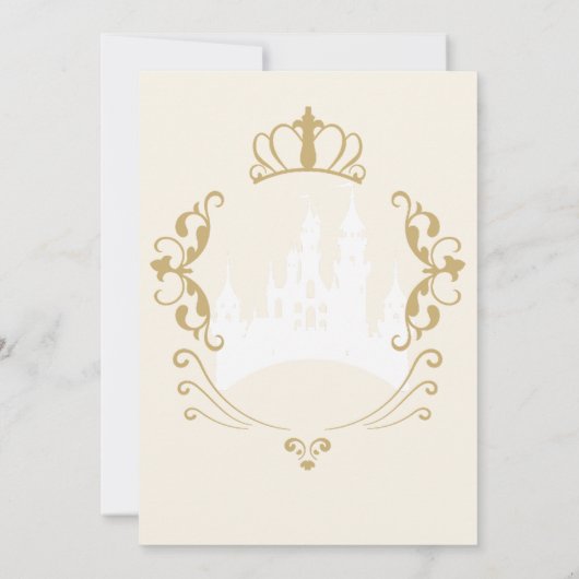 金ゴールドクラウンキャッスルキングダムプリンセス1st誕生日 招待状 (裏面)