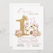 金ゴールドクラウンキャッスルプリンセス1stバースデーインビ 招待状 (正面/裏面)