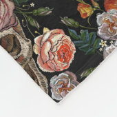 金ゴールドクラウンスカルレッドローズダークゴシックのハロウィーン フリースブランケット (角)