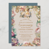 金ゴールドクラウンダイヤモンドフラワーズキンセアニェラ 招待状 (正面/裏面)