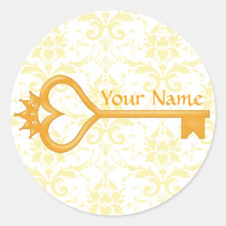 金ゴールドクラウンハート鍵 ラウンドシール