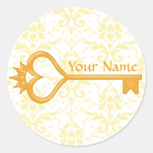 金ゴールドクラウンハート鍵 ラウンドシール (正面)