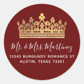 金ゴールドクラウンブルゴーニュ差出人住所封筒用シール ラウンドシール (正面)