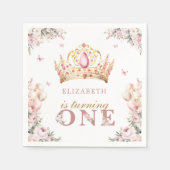 金ゴールドクラウンプリンセスガール1st誕生日バルーン スタンダードカクテルナプキン (正面)