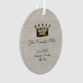 金ゴールドクラウンベビー誕生発表記念リネン オーナメント (正面)