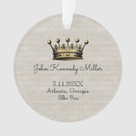 金ゴールドクラウンベビー誕生発表記念リネン オーナメント