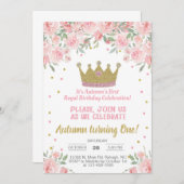 金ゴールドクラウン女王室のの子の誕生日の招待。 招待状 (正面/裏面)