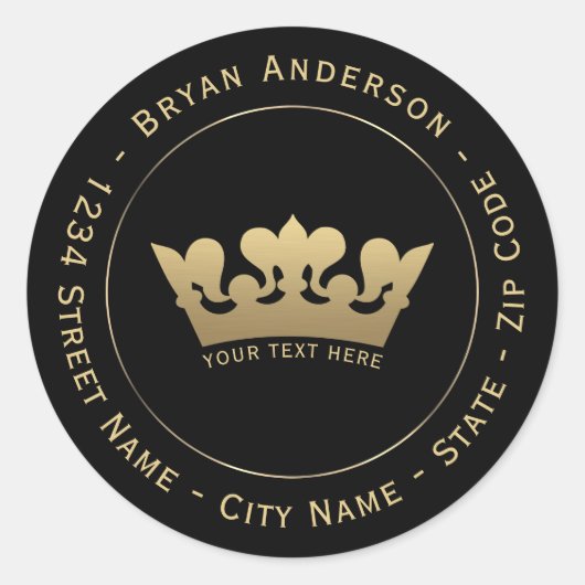 金ゴールドクラウン差出人住所ラベル ラウンドシール (正面)