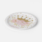 金ゴールドクラウン赤面ピンクフローラ王室のプリンセス ペーパープレート (アングル)