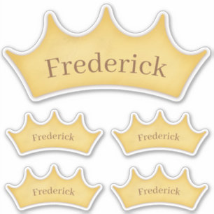 金ゴールドクラウン5子供およびベビーパーソナライズされた名ラベル シール