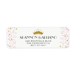金ゴールドクラウン&ピンク紙吹雪アドレス ラベル