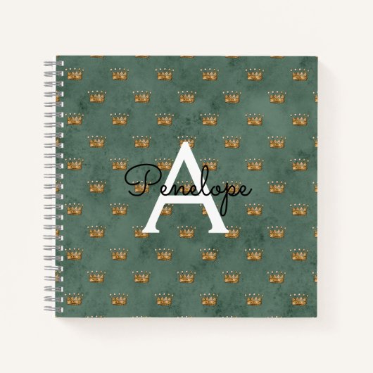 金ゴールドクラウン&モノグラムレシピノート ノートブック (正面)