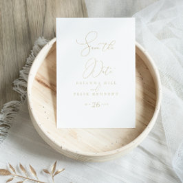 金ゴールドクラシシックなミニマリスト日付はがきを保存 ポストカード