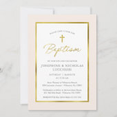 金ゴールドクラシックとクリームの双子のバプテスマ 招待状 (正面)