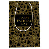 金ゴールドクラシックとブラックパターン父の日 ミディアムペーパーバッグ (正面)