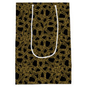 金ゴールドクラシックとブラックパターン父の日 ミディアムペーパーバッグ (裏面)