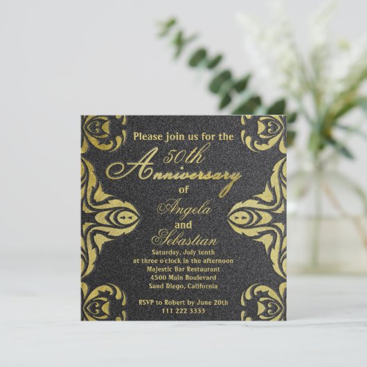 金ゴールドクラシックとブラック贅沢フォーマル記念日 招待状 (スタンド正面)