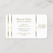 金ゴールドクラシックとモノグラムを含む平ストライプ白 名刺 (裏面)