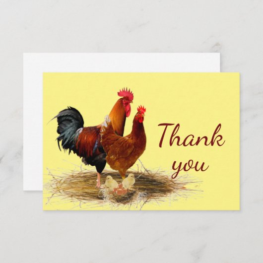 金ゴールドクラシックの鶏のファームありがとう サンキューカード (正面/裏面)