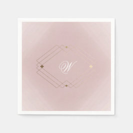 金ゴールドクラシックほこりっぽいバラピンクモノグラム結婚ズ スタンダードカクテルナプキン