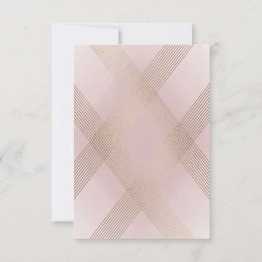 金ゴールドクラシックほこりっぽいバラピンクモノグラム結婚ズ 出欠カード (裏面)