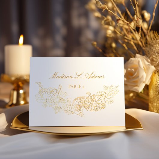 金ゴールドクラシックオーナメント折り畳み可能ネームカード テーブルナンバー