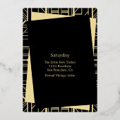 金ゴールドクラシックギャツビーフラッパーブライダルシャワー 箔招待状 (裏面)