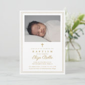 金ゴールドクラシッククロス宗教バプテスマ&《キリスト教》洗礼式や命名式 招待状 (スタンド正面)