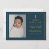 金ゴールドクラシッククロス宗教バプテスマ&《キリスト教》洗礼式や命名式 招待状 (正面)