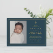 金ゴールドクラシッククロス宗教バプテスマ&《キリスト教》洗礼式や命名式 招待状 (スタンド正面)