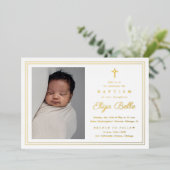 金ゴールドクラシッククロス宗教バプテスマ&《キリスト教》洗礼式や命名式 箔招待状 (立ち正面)