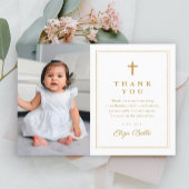 金ゴールドクラシッククロス宗教写真バプテスマ サンキューカード