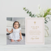 金ゴールドクラシッククロス宗教写真バプテスマ サンキューカード (スタンド正面)