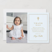 金ゴールドクラシッククロス宗教写真バプテスマ サンキューカード (正面)