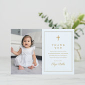 金ゴールドクラシッククロス宗教写真バプテスマ サンキューカード (スタンド正面)