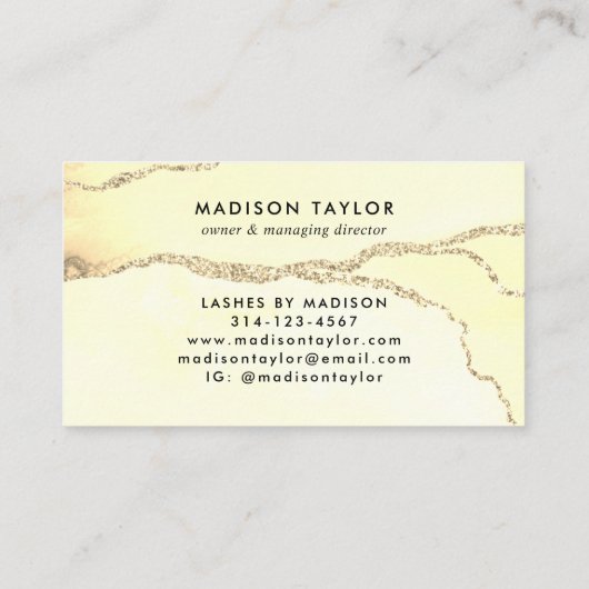 金ゴールドクラシックグリッターアゲートマーブルモノグラムキュート 予約カード (裏面)