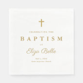 金ゴールドクラシックグリッタークロスバプテスマ スタンダードランチョンナプキン (正面)