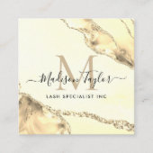 金ゴールドクラシックグリッターマーブルアガテシックモノグラム スクエア名刺 (正面)