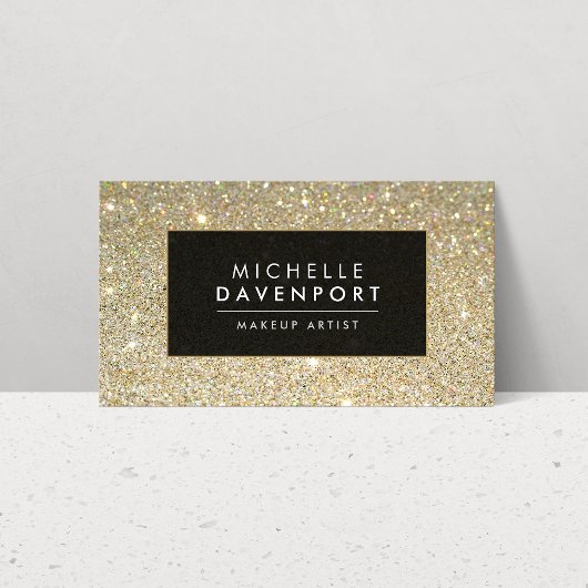金ゴールドクラシックグリッターメイクアップアーティスト名刺 名刺
