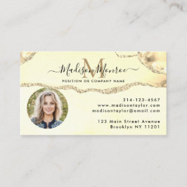 金ゴールドクラシックグリッターロゴPhoto Agate Monogram 名刺