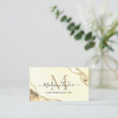 金ゴールドクラシックグリッター大理石アゲートモノグラムQR 名刺 (スタンド正面)