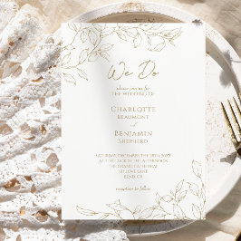 金ゴールドクラシックグリーナリーウドゥ結婚式招待状 招待状