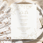 金ゴールドクラシックグリーナリーウドゥ結婚式招待状 招待状